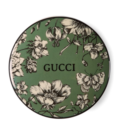 Gucci Flora Sketch Print Round Trinket Box In Green
