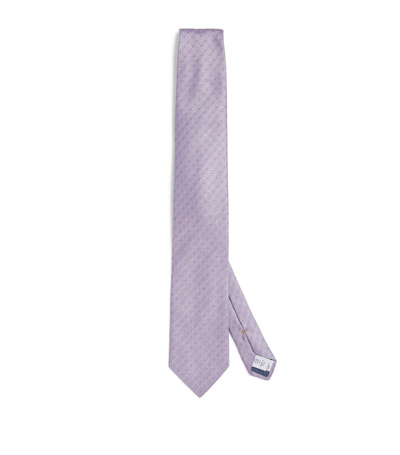 Eton Silk Geometric Tie In Pink