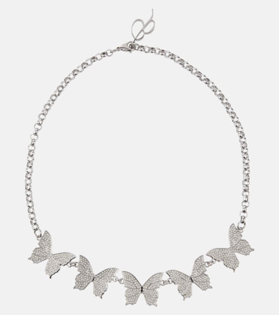 Blumarine Butterfly Crystal-embellished Choker In Silver