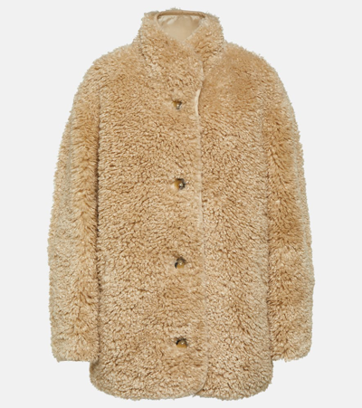 Marant Etoile Carolina Furry Coat In Naturfarben
