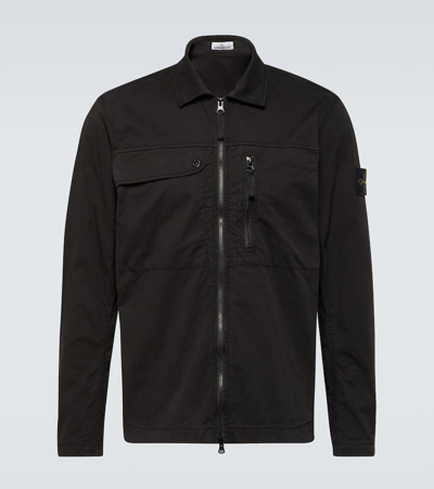 Stone Island Cotton-blend Overshirt In Black