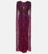 Jenny Packham Lotus Lady Sequin-embellished Gown In Violet