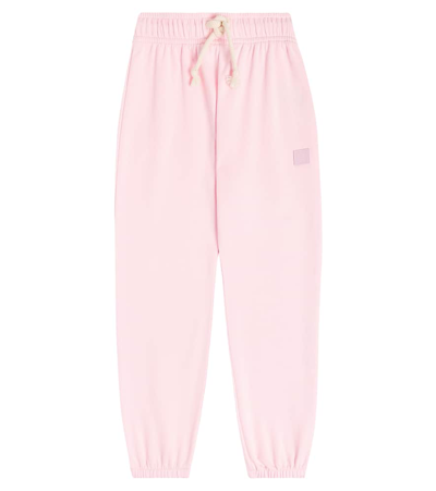 Acne Studios Kids' Face Cotton Sweatpants In Pink