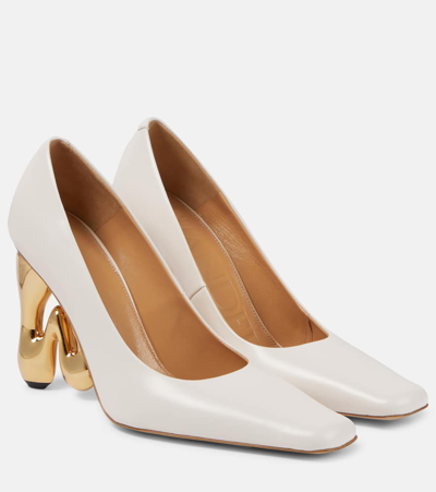 Jw Anderson Logo-embellished Leather Pumps In Ivory