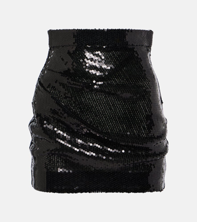 Alex Perry High-rise Sequined Miniskirt In Black