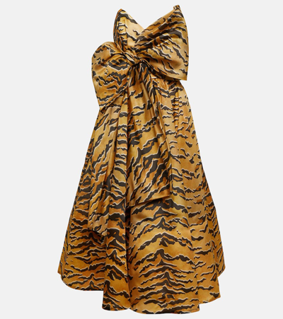 Zimmermann Matchmaker Bow-detailed Tiger-print Silk-faille Midi Dress In Multi