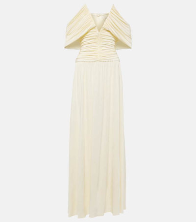 Magda Butrym Off-shoulder Gathered Maxi Dress In Neutrals