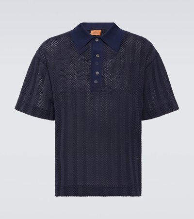 Missoni Cotton-blend Polo Shirt In Blue