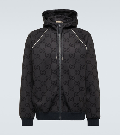 Gucci Jumbo Gg Zipped Jacket In Grey,dark Grey