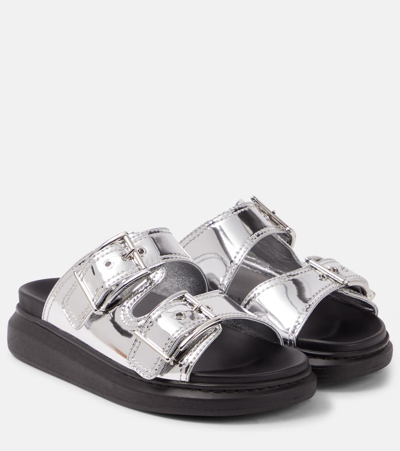 Alexander Mcqueen Metallic Sandals In Silver