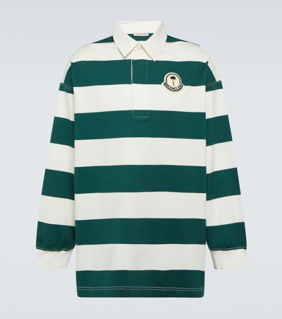 Moncler Genius Palm Angels Oversized Logo-appliquéd Cotton-jersey Polo Shirt In Bright Green