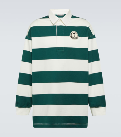 Moncler Genius Moncler X Palm Angels Men's Block Stripe Polo Shirt In Green White Stripe