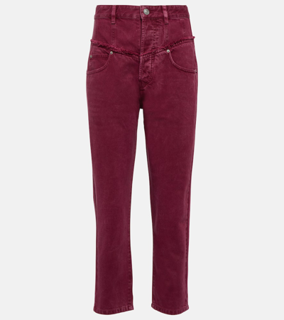 Isabel Marant Noemie Raw-edge Straight Leg Jeans In Ruby Red