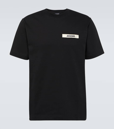 Jacquemus Mens Black Le T-shirt Gros Grain Brand-tab Cotton-jersey T-shirt
