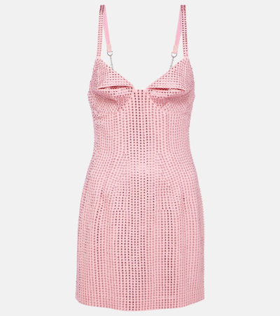 Area Hotfix Crystal-embellished Bustier Minidress In Candy Rose