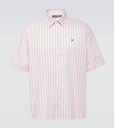 Acne Studios Striped Cotton Shirt In Pink