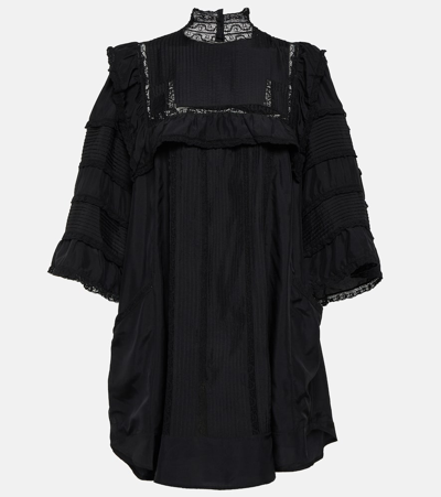 Isabel Marant Zakae Ruffle-trimmed Silk Minidress In Black