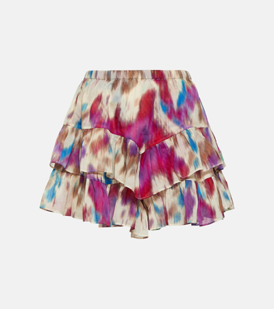 Marant Etoile Jocadia Printed Cotton Mini Skirt In Beige