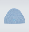 ACNE STUDIOS FACE RIBBED-KNIT WOOL BEANIE