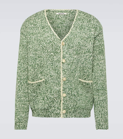 Auralee Mottled Wool-blend Cardigan In Green