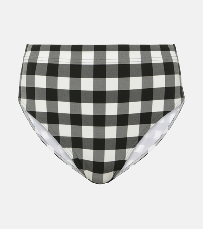 Eres Forme Gingham-check Bikini Bottoms In Black