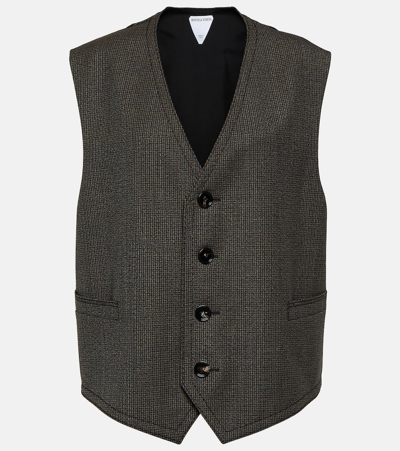 Bottega Veneta Houndstooth Wool Vest In Multicoloured