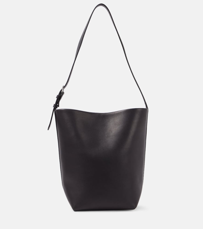The Row Medium Leather Tote Bag In Black