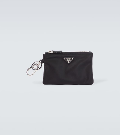 Prada Re-nylon Keyring In Black