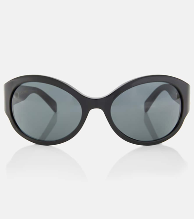 Celine Triomphe Oval Sunglasses In Black