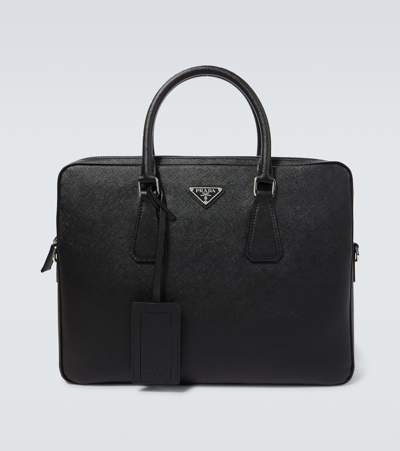 Prada Leather Textured Bag Detachable Strap In Black