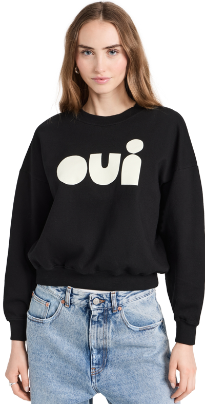 Clare V Le Drop Sweatshirt Black W/ Cream