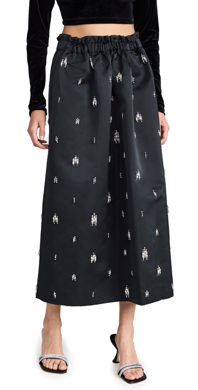 A.l.c Alexia Jewel-embellished Satin Midi Skirt In Black