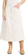 Re/done Seamed Denim Midi Skirt In Vintage White
