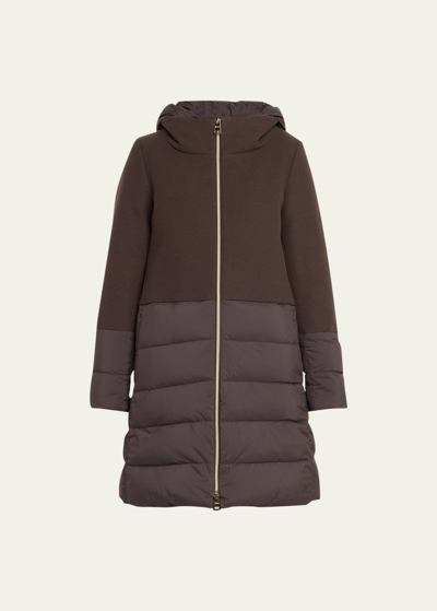 Herno Diagonal Wool And Nuage Mixed Media Puffer Jacket In Antracite