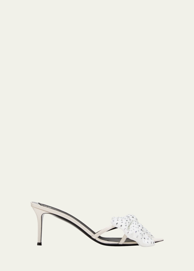 Giuseppe Zanotti Crystal Bow Stiletto Slide Sandals In Kefir