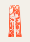 Sir Ramona Floral Print Silk Satin Wide Leg Pants In Mariposa Lily