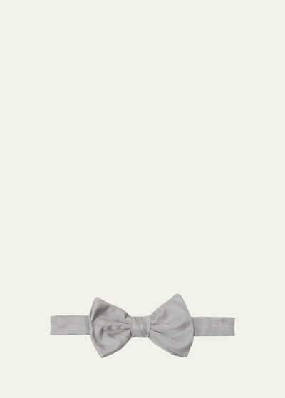 Giorgio Armani Men's Woven Silk Bow Tie In Silver
