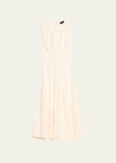 Puppets And Puppets Chris Fil Coupe Fit-flare Asymmetric Midi Dress In Ivory