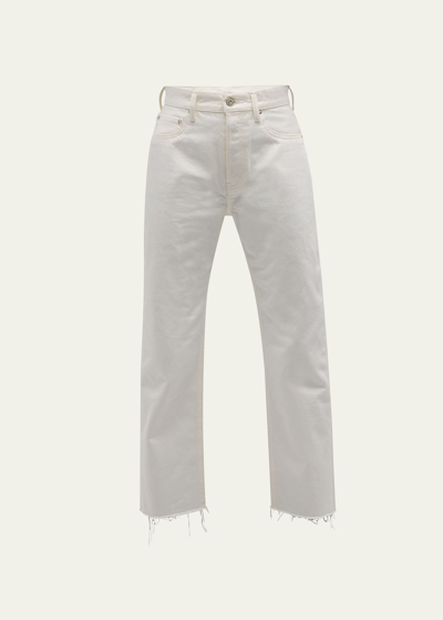 Moussy Vintage Robco Wide Straight Cropped Jeans In Wht