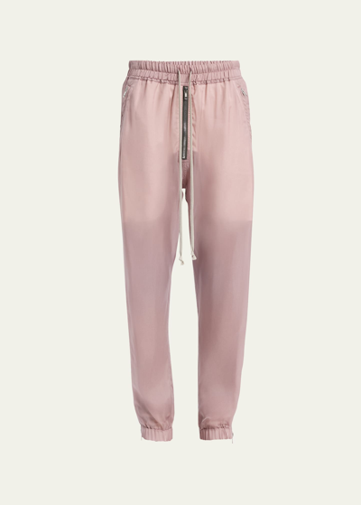 Rick Owens Mid-rise Relaxed-leg Sheer Pull-on Jogger Pants In Pink