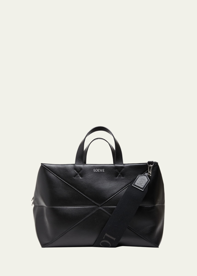 Loewe Men's Puzzle Fold Leather Duffle Bag In Black