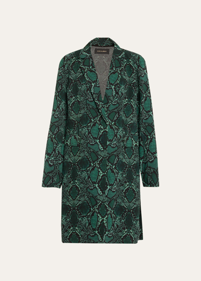 Kobi Halperin Leah Snakeskin-print Side-slit Coat In Ivy Multi