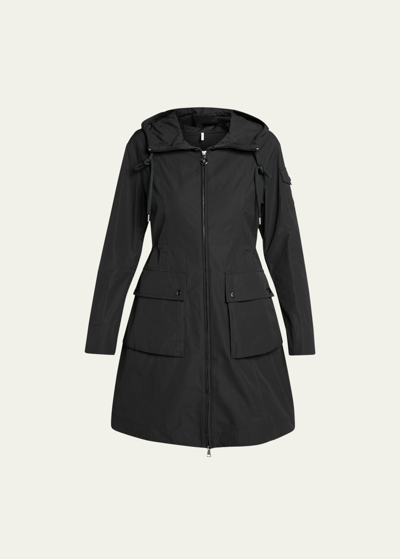 Moncler Laerte Long Parka Jacket In Black