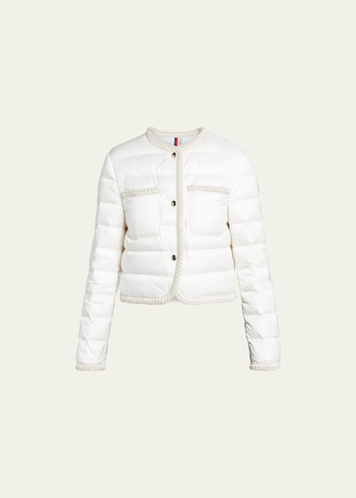 Moncler Aristeo Crochet-trim Puffer Jacket In Natural