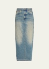R13 Side Slit Denim Skirt In Clinton Blue