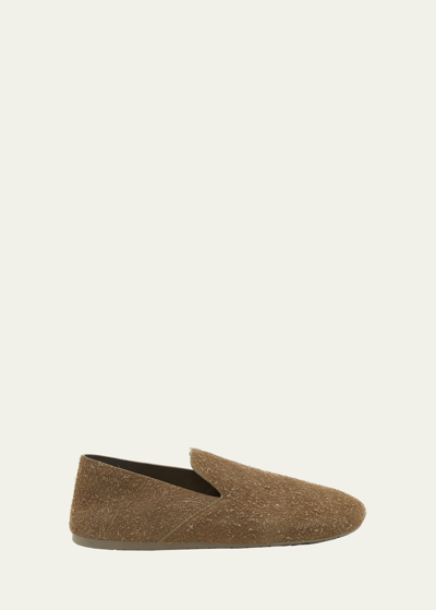 Loewe Men's Campo Brushed Suede Clogs In Khaki Green