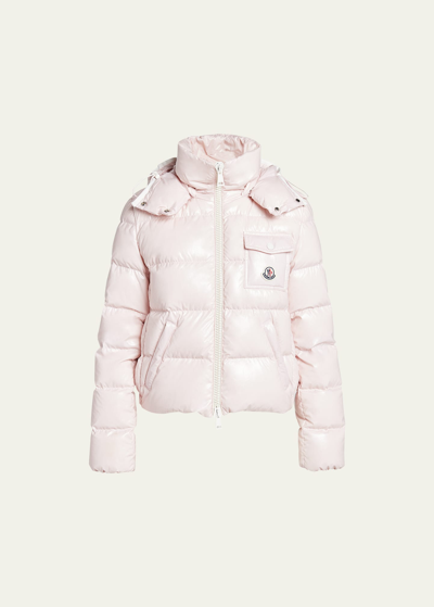 Moncler Andro Hooded Puffer Jacket In Pastel Pink