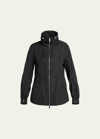 Moncler Logo Patch Windbreaker Jacket In Black