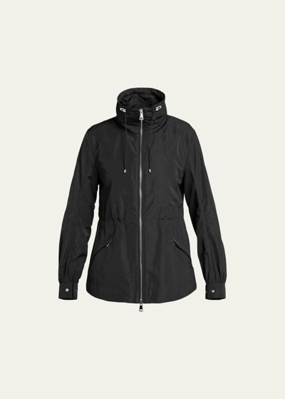 Moncler Logo Patch Windbreaker Jacket In Black