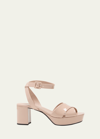 Prada Patent Crisscross Ankle-strap Platform Sandals In Cipria